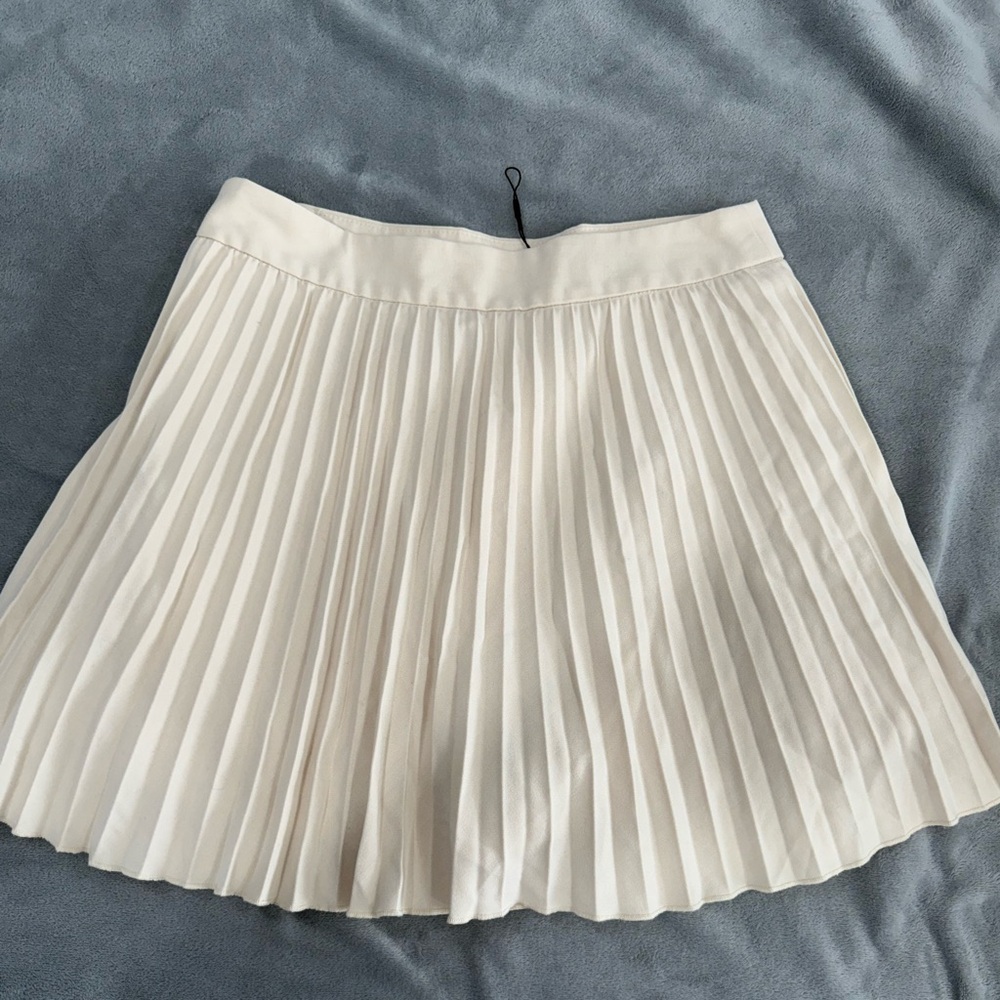 Zara Cream Pleated Midi Skirt